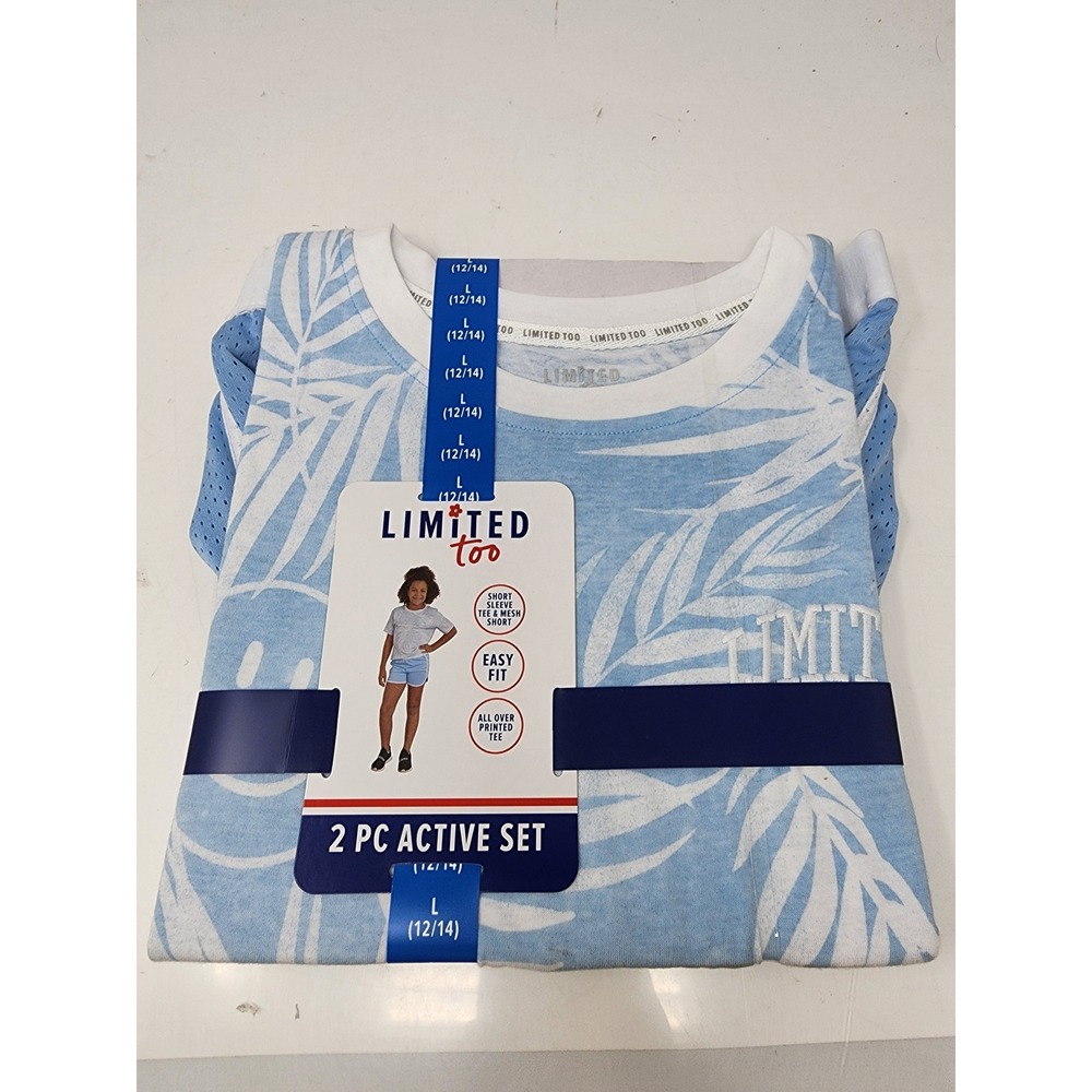 Limited Too Girls Athletic 2 PC Active Set Blue Cotton Blend Workout Size Large